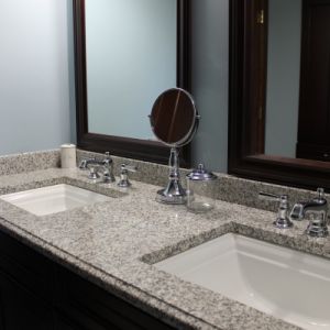 Twin Sink Bathroom Granite Countertop, Color: Luna Pearl