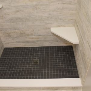 Quartz Shower Curb and Shelves, Color: White